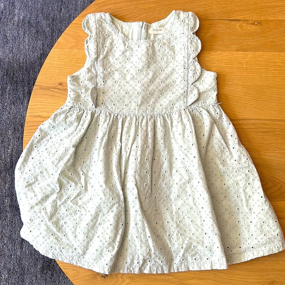 Scalloped sleeve, eyelet, mint, colored dress
